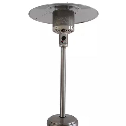 48000 Btus Stainless Steel Propane Standing Patio Heater with Wheels, Gray