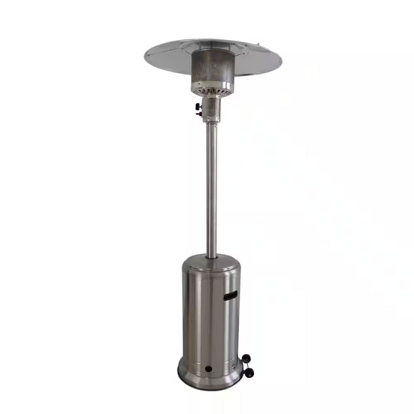 48000 Btus Stainless Steel Propane Standing Patio Heater with Wheels, Gray