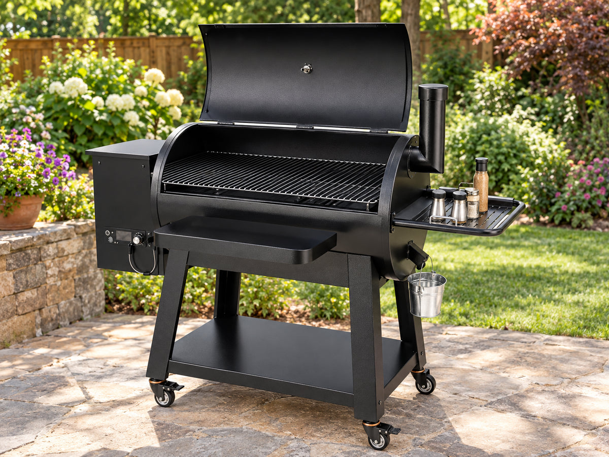 Portable Charcoal Grill Propane Gas Grills, grill sitting on the patio, grates gleaming, surface unwarped and clean